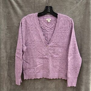 Sundance Size PL Petite Large Lavender Knit Cardigan